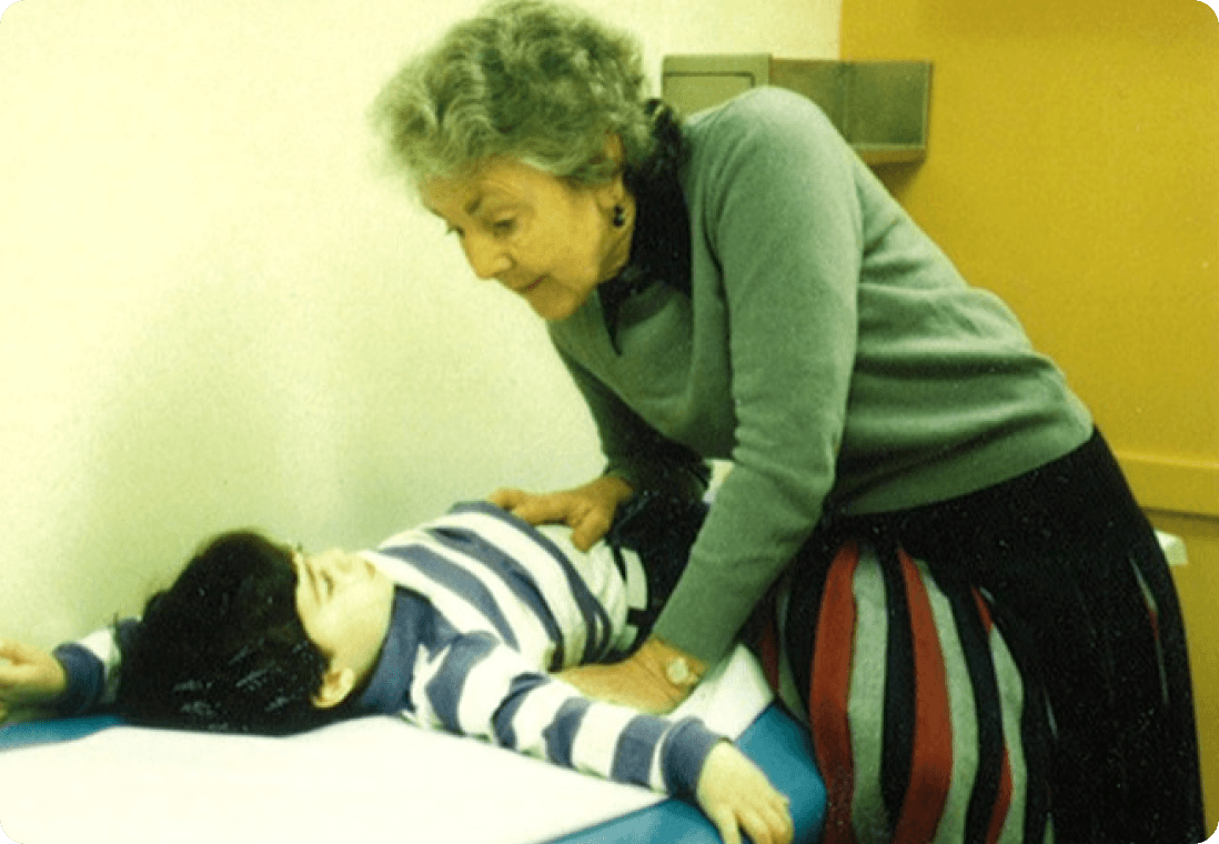 Dr Evans with a child